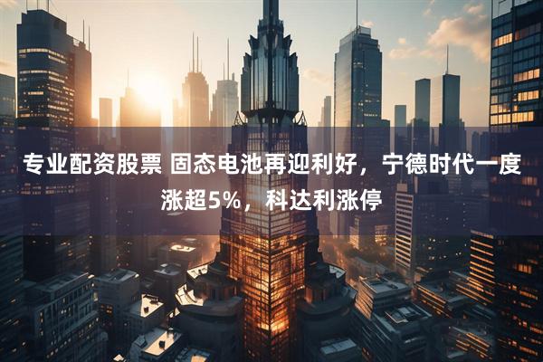 专业配资股票 固态电池再迎利好，宁德时代一度涨超5%，科达利涨停