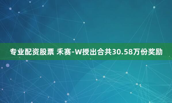 专业配资股票 禾赛-W授出合共30.58万份奖励